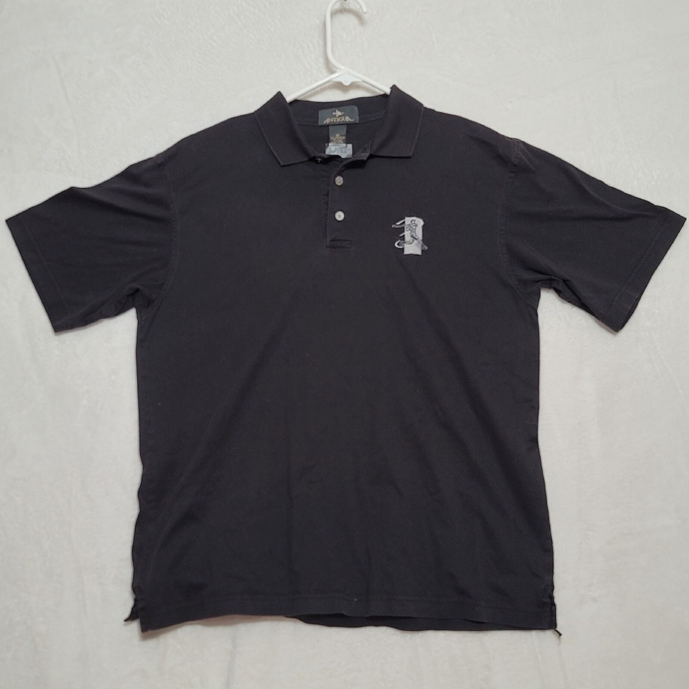 Antigua Men's Polo Shirt Size M Medium Black Short Sleeve Casual Golf‎